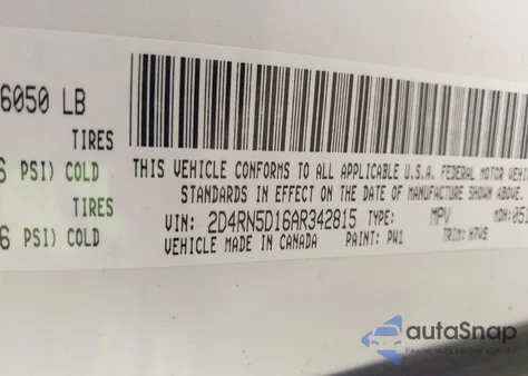 2010 Dodge Grand Caravan Sxt из США, поврежденный, VIN 2D4RN5D16AR342815